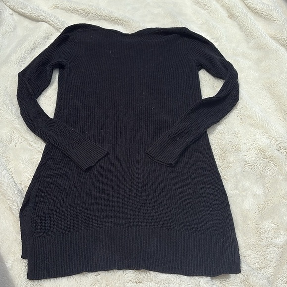 Old Navy Black Ribbed Knit Sweater | Cozy Minimalist Longline Pullover XS - Picture 5 of 6